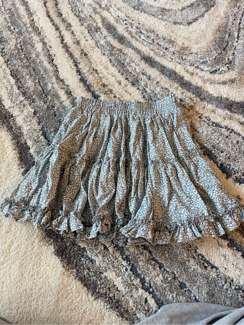 Smocked Ruffle Tiered Mini Skirt - Light Blue Print